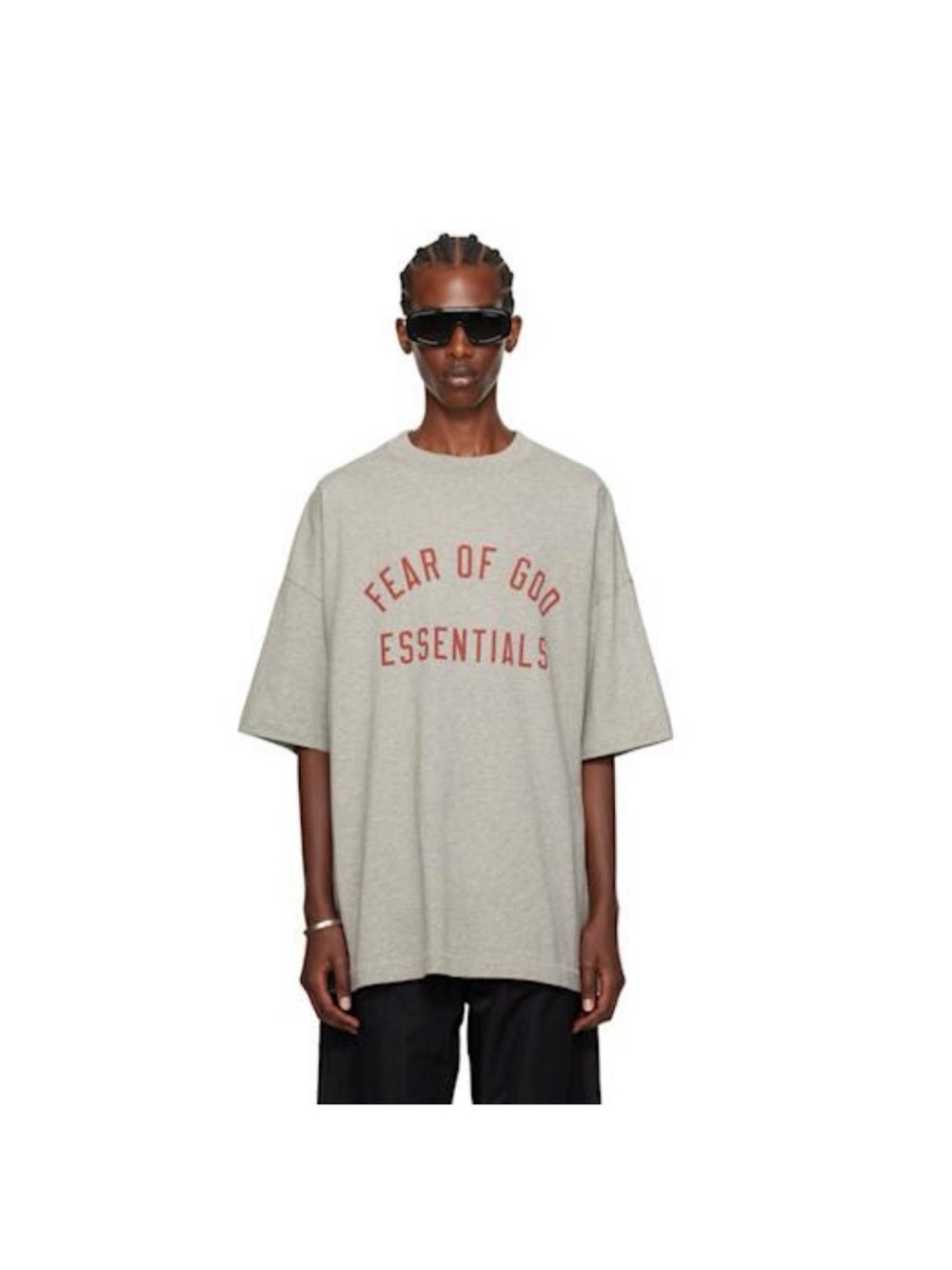 Fear of God Essentials Grey Tee with Red Logo